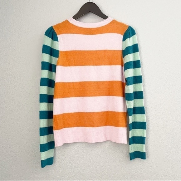 HALOGEN x Atlantic-Pacific Mix Stripe Puff Sleeve Sweater Small - Picture 6 of 8